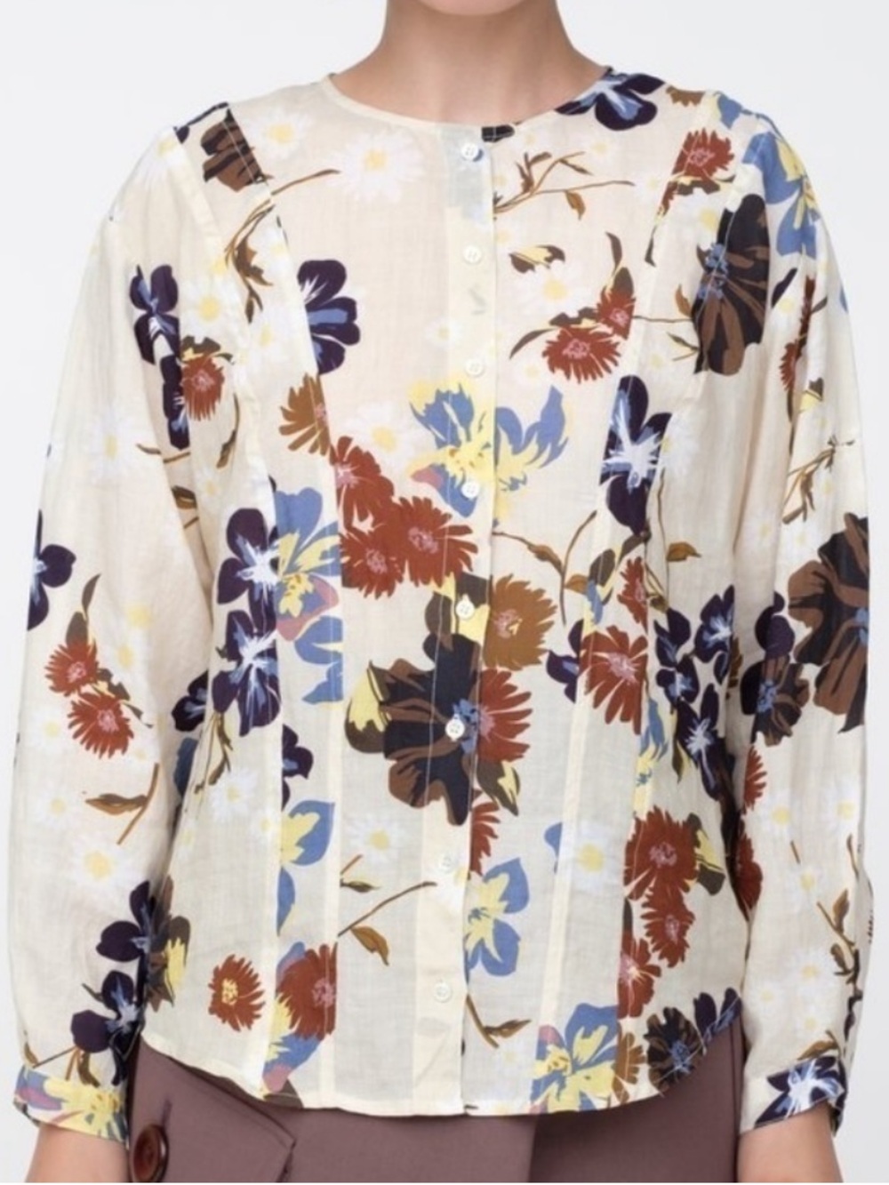 Sea New York Marguerite Cream Floral Button-Front Blouse